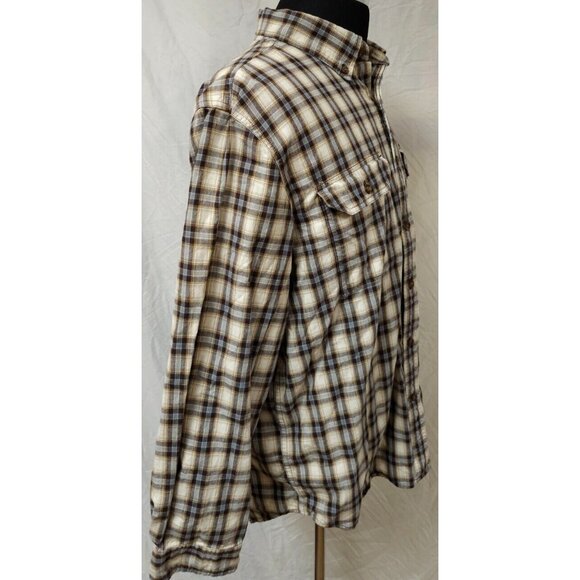 Carhartt Mens XL Beige Plaid Relaxed Fit Long Sleeve Button Down Outdoor Shirt - Picture 7 of 12